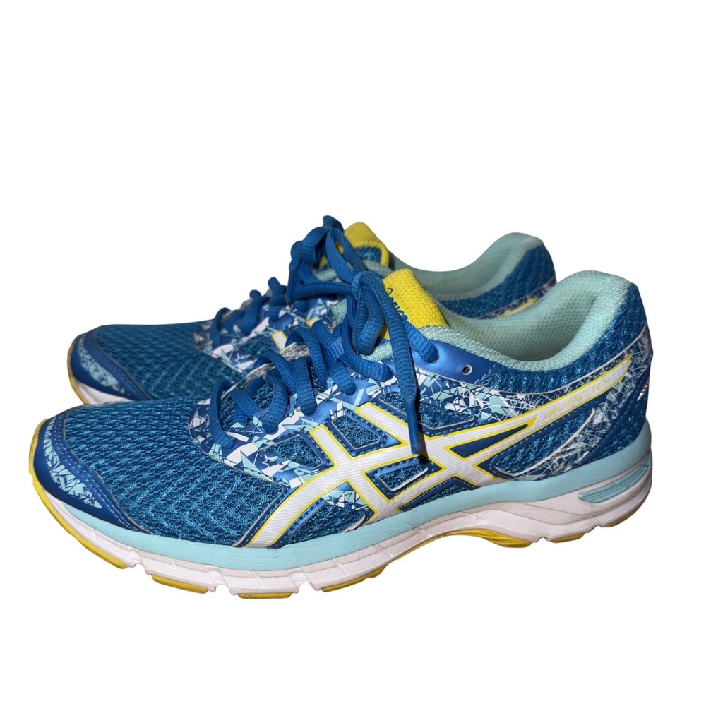 ASICS Gel-Excite 4 Womens Running Shoes Blue Yellow T6E8N Size 8